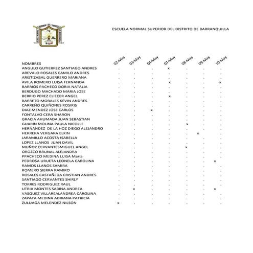 Planilla de asistencia