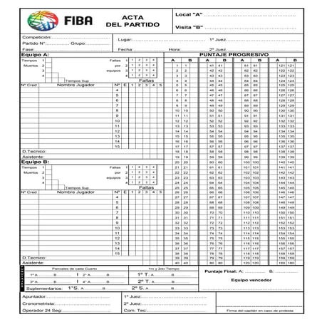 Planillas de baloncesto
