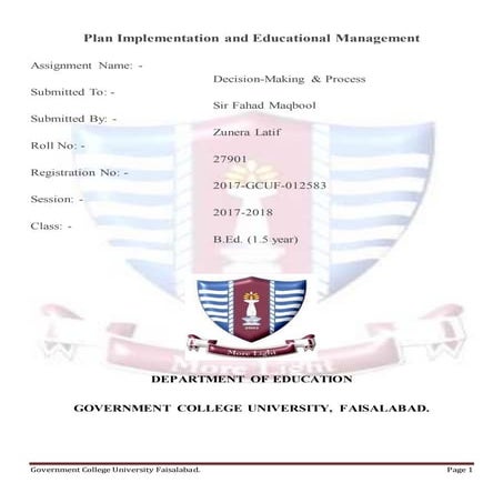 Decision Making And Process