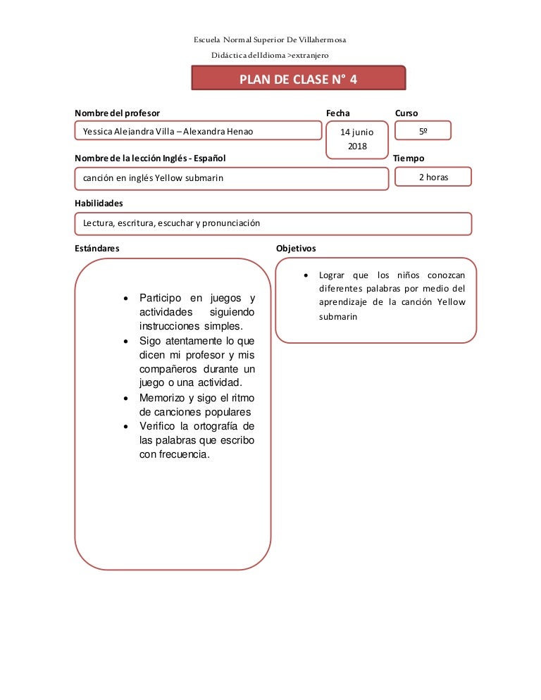 Plan Ingles Cancion Yellow Submarine 05