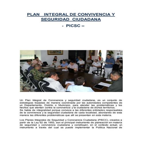 Plan integral de convivencia y seguridad ciudadana p.i.c.s.c. | DOCX