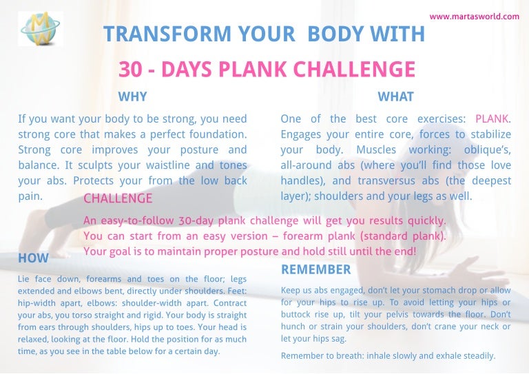 Transform your body with 30 - day plank challenge