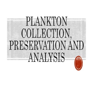 Plankton collection, preservation and analysis,  M. Sc. Zoology, University of Mumbai