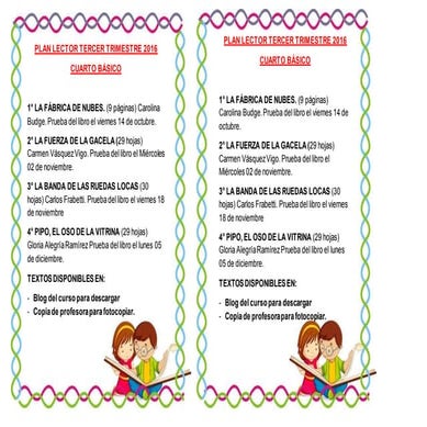 Plan lector 2016 tercer trimestre