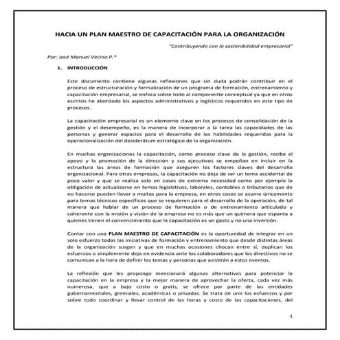 Plan maestro capacitacion