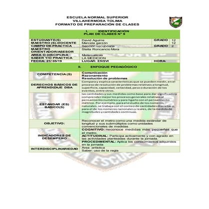 Plan matematicas. medidas de longitud