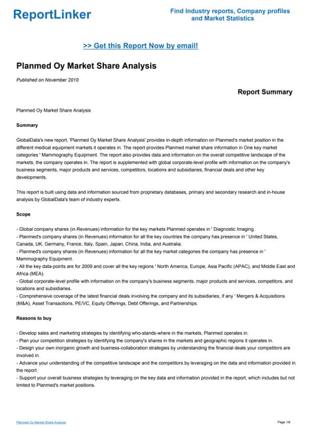 Planmed Oy Market Share Analysis