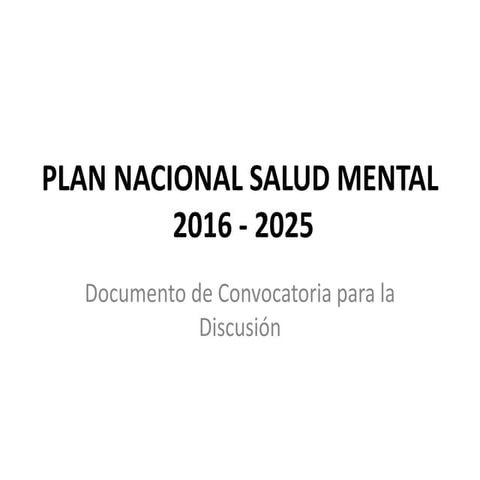 Plan nacional salud mental 2016 2025