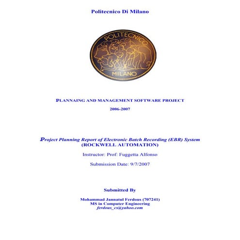 Plannaing And Management Of Project Report