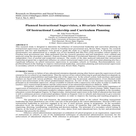 Planned instructional supervision, a bivariate outcome