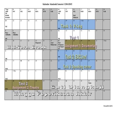 Planner semester I 2014/2015