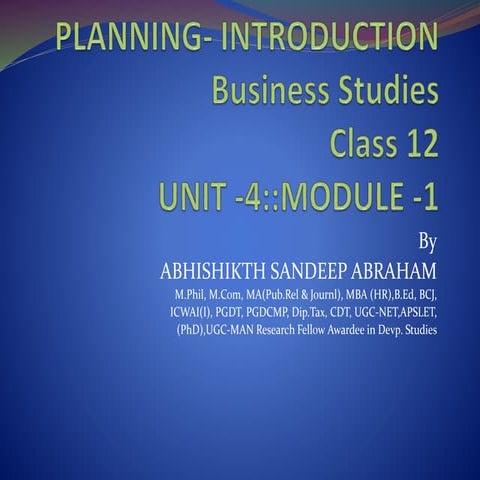 an introduction to Planning