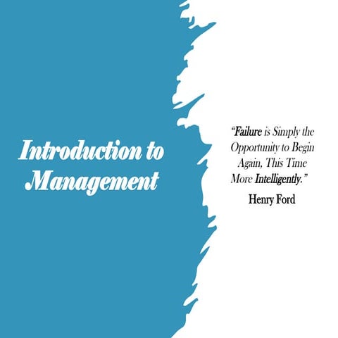 Introduction to Management "First and Foremost Function of Management