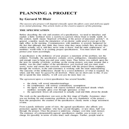 Planning a project-Gerair M Blair
