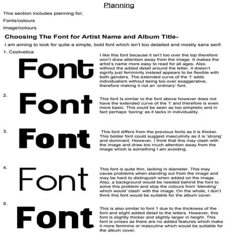 Planning For The Album Cover