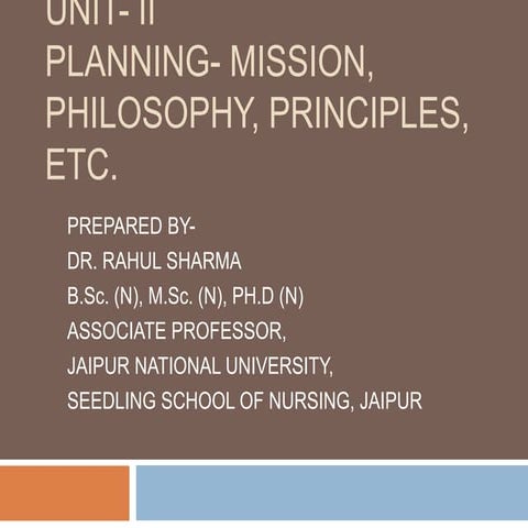 Planning - mission, philosophy  ppt 