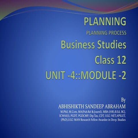 Planning process