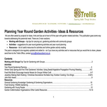Planning Year-Round Garden Activities - Ideas and Resources