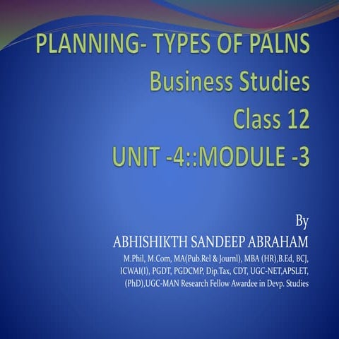 types of plans