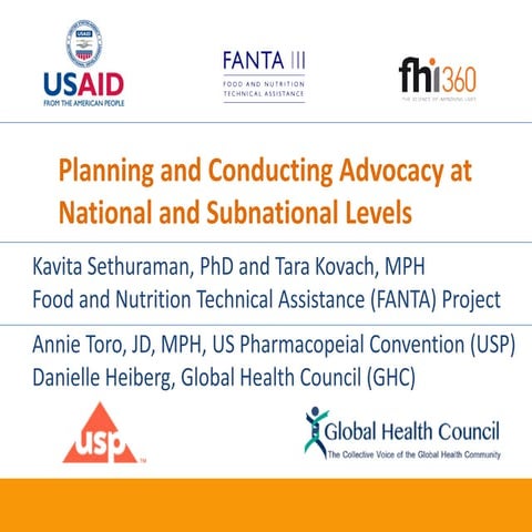 Planning and Conducting Advocacy at National and Subnational Levels