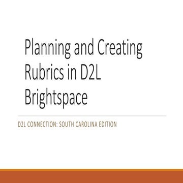 Planning and Creating Rubrics in D2L Brightspace