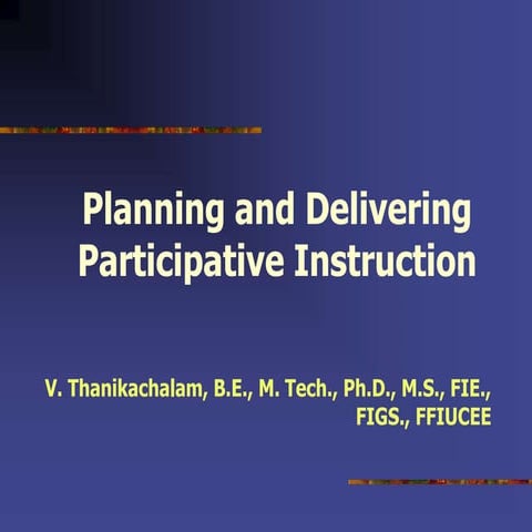 Planning and delivering participative instruction