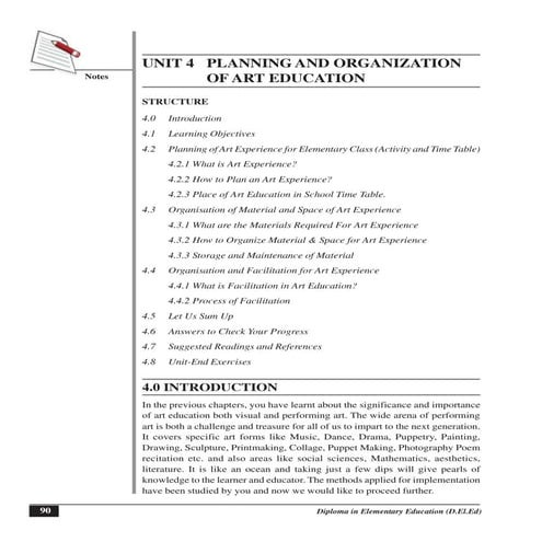Planning and organization of art integrated learning