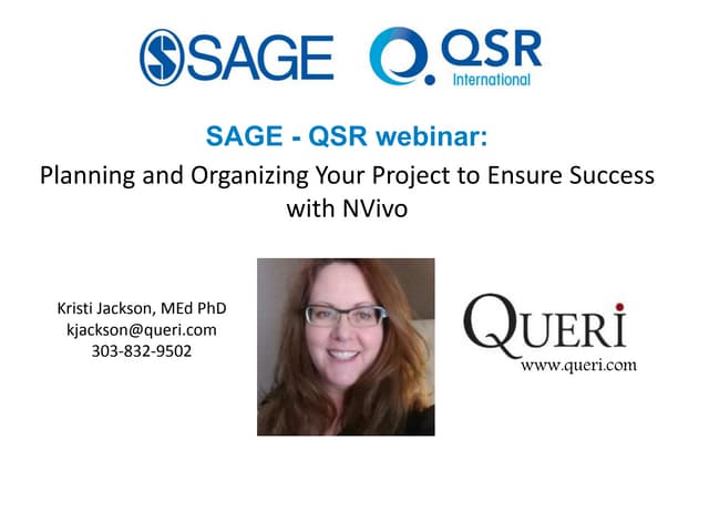 Planning and organizing your project to ensure success with NVivo