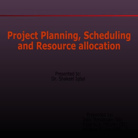 Planning, scheduling and resource allocation | PPT