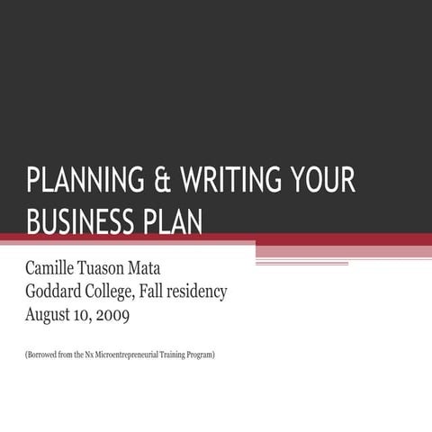 Planning And Writing Your Business Plan