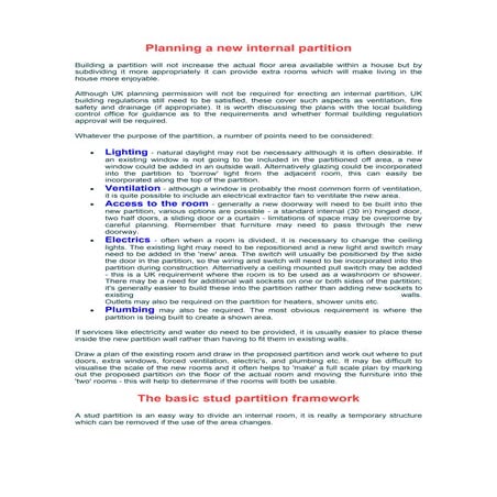 Planning a new internal partition