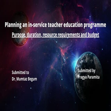 Planning an in service teacher education programme