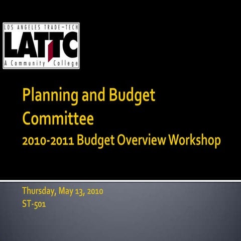 Planning and Budget Training (May 2010)