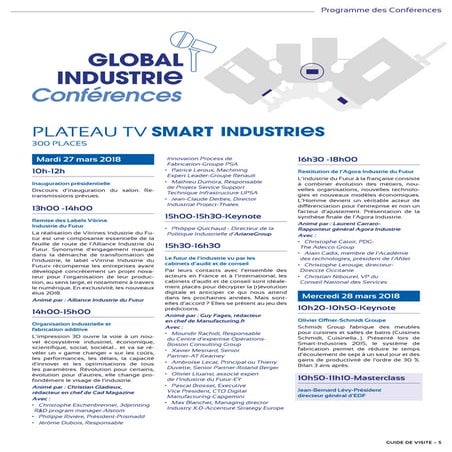 Global Industrie 2018 : Programme des conférences