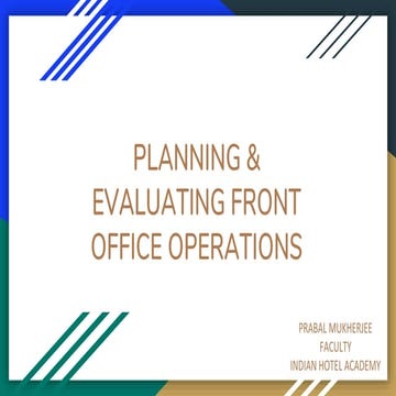 Planning & evaluating front office operations | PPTX