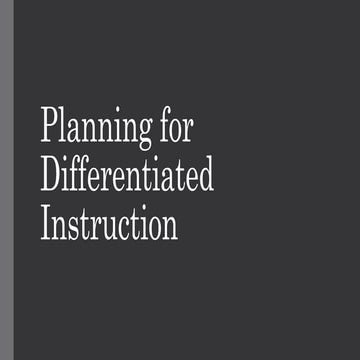 Planning for differentiated instruction