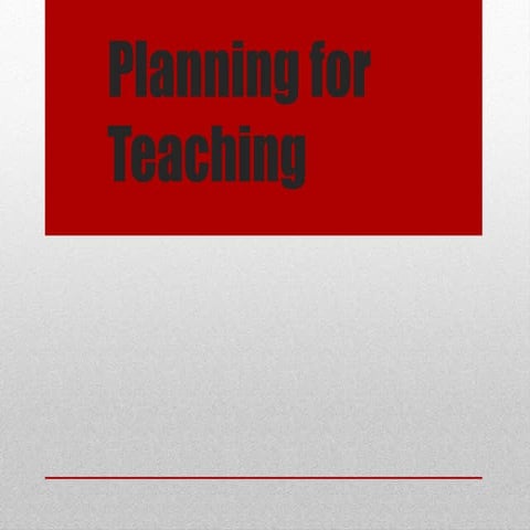 Planning for instruction in science