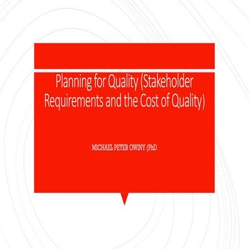 PLANNING FOR QUALITY- Project quality management