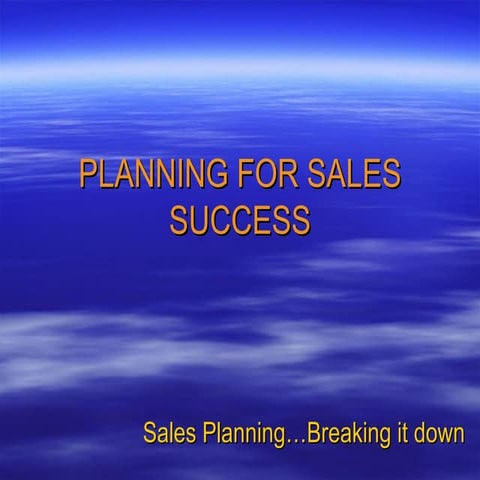 Planning for sales success