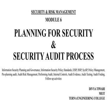 Planning for security and security audit process