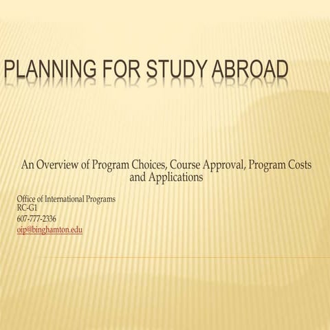 Planning for study abroad | PPT