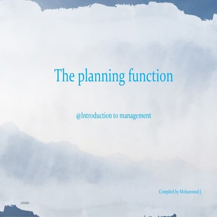 Planning Function of Management, Introduction to Management