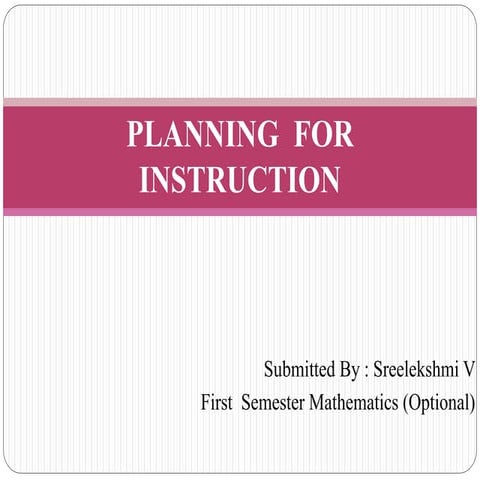 Planning insruction pedagogy