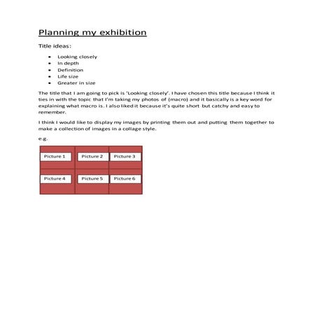 planning my exhibition