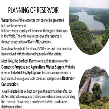 Planning of reservoir