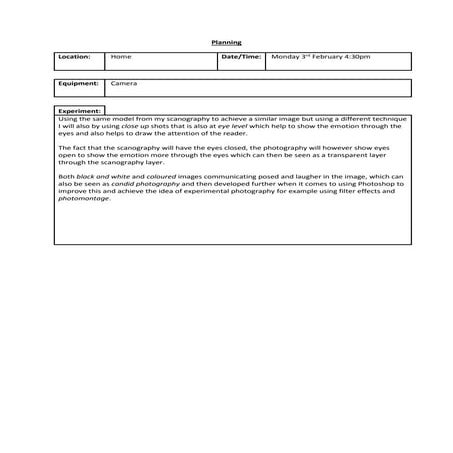 Planning photography