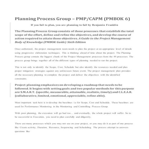 Planning process group
