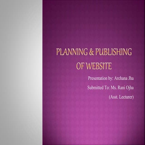 Planning &amp; publishing of website 