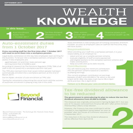 Wealth Knowledge Bulletin - September 2017
