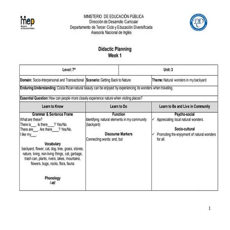Planning sample (new programs)